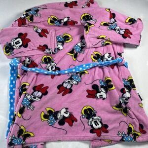 Disney Minnie Mouse Size Med 8-10 Pink Minky Fleece Girl's Bathrobe, Robe